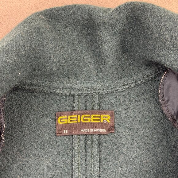 Vintage GEIGER Austria Womens Wool Double Breasted Blazer Jacket Green Size 38 - Picture 4 of 10